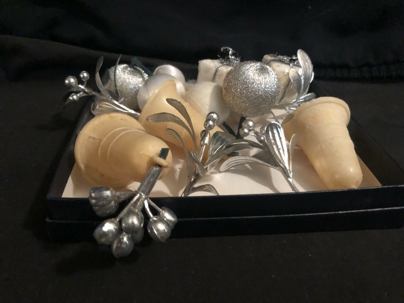 Vintage Off White Bells Silver Floral,ornaments,Presents ,Assorted parts gallery
