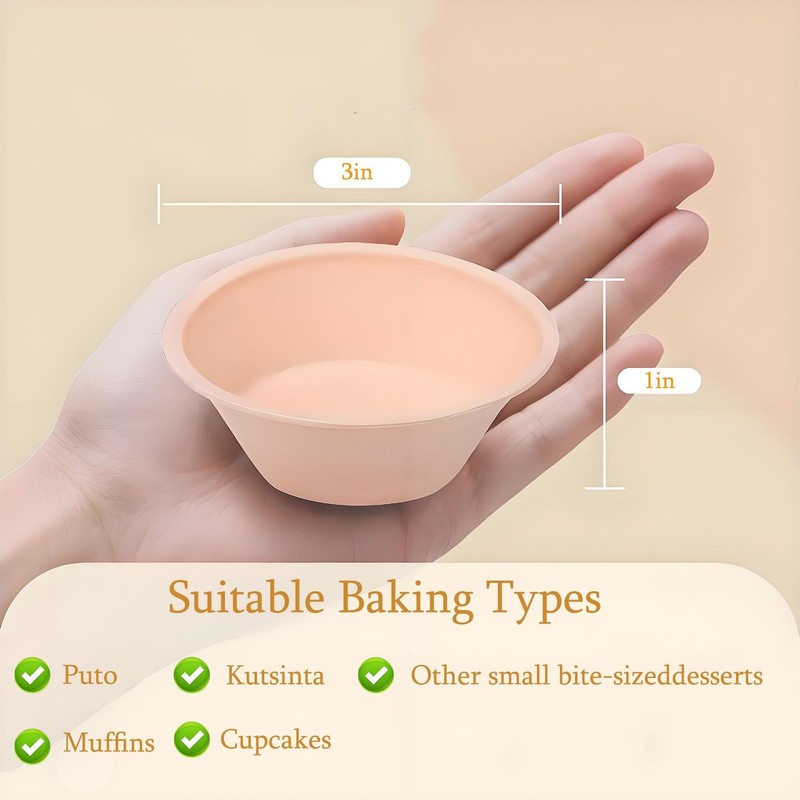 24 PCS 3x1.2 Inch Silicone Puto Kutsinta Tart Molder Filipino Baking Cups gallery