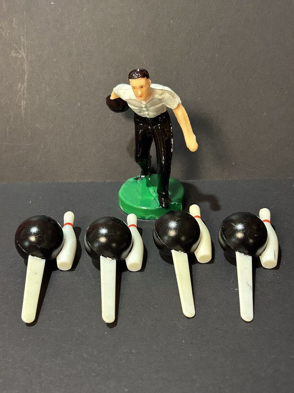Vintage Bowling Man Ball Pins Cake Topper 4″ tall NEW