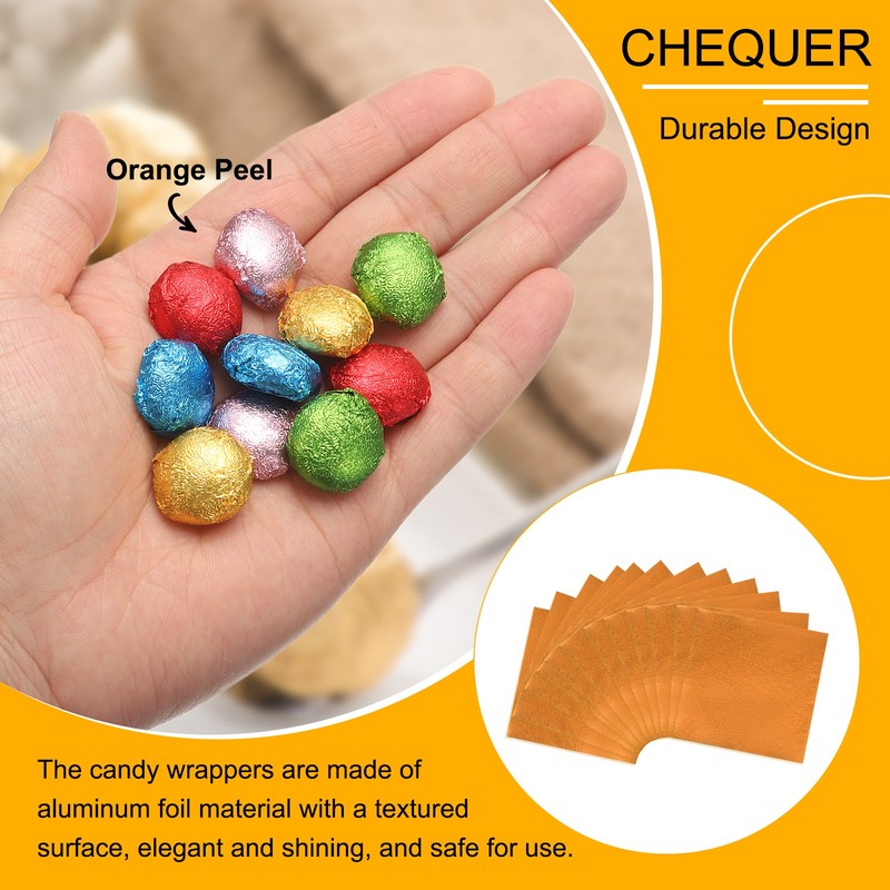 200pcs Candy Foil Wrappers,6 x 6Inch Chocolate Bar Wrappers(Orange,Orange Peel) gallery
