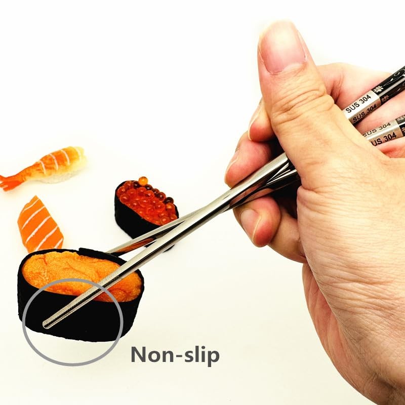 2Pairs Flower Metal Chopsticks 304 Stainless Steel Chopsticks Set,Black Metal... gallery