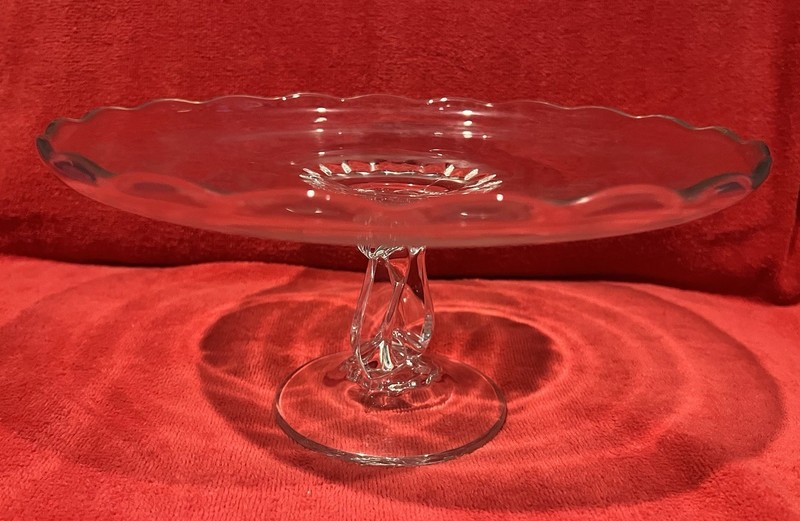 Vintage Pedestal Cake Stand Viking Glass with Scalloped Lip and Princess Heart gallery