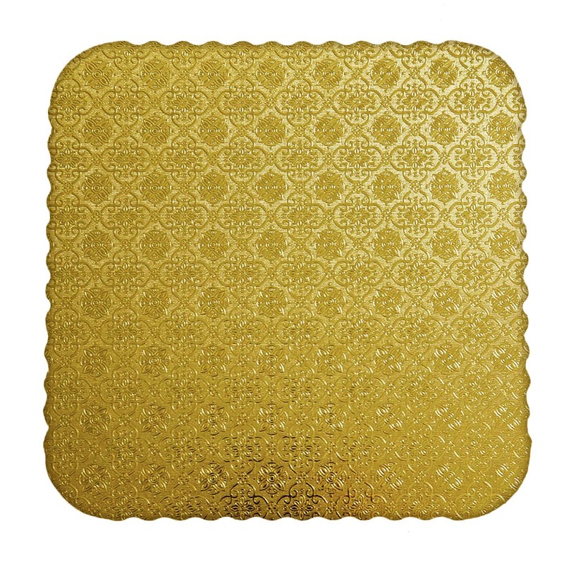 10 Pack GoldTop Scalloped Square Cake Board 3/32 Thick 9×9 Inch Base Plates
