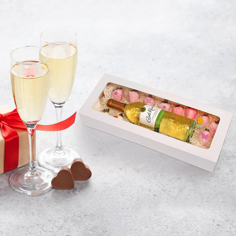 20-Pack 16" x 6.5" x 2.5" Cookie Boxes with Window, White Bakery Boxes, Strawber gallery