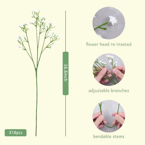 Babys Breath Artificial Flowers Baby Breath Flowers Artificial 18 Pcs White gallery