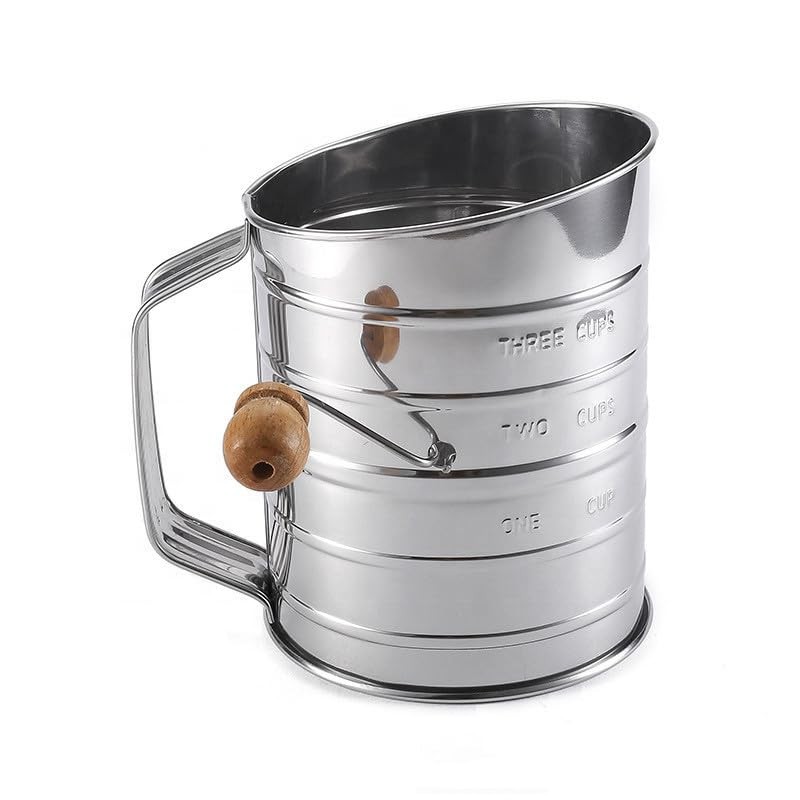 Zemensha Stainless Steel 3 Cups Flour Sifter 14.5 * 10.5 * 14.7 Cm, Silver