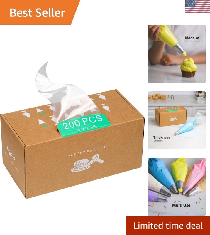 200 Disposable Food-Grade Piping Bags, 16-Inch – Perfect for Baking Projects