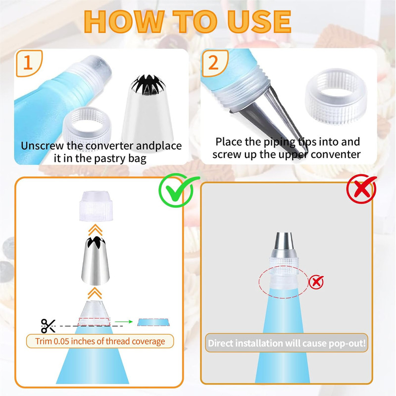 Large Piping Tips Set - 14Pcs Reusable Stainless Steel Icing Nozzles Kit Cake De gallery