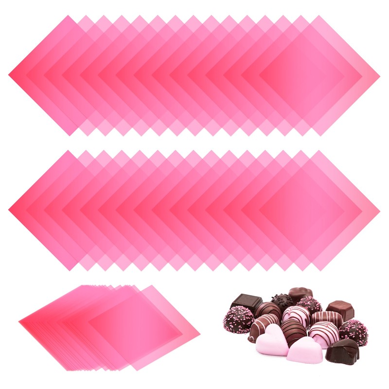 300 Pcs Candy Wrappers, 5 x 5 Inch Chocolate Wrap Paper for Lollipop, Pink