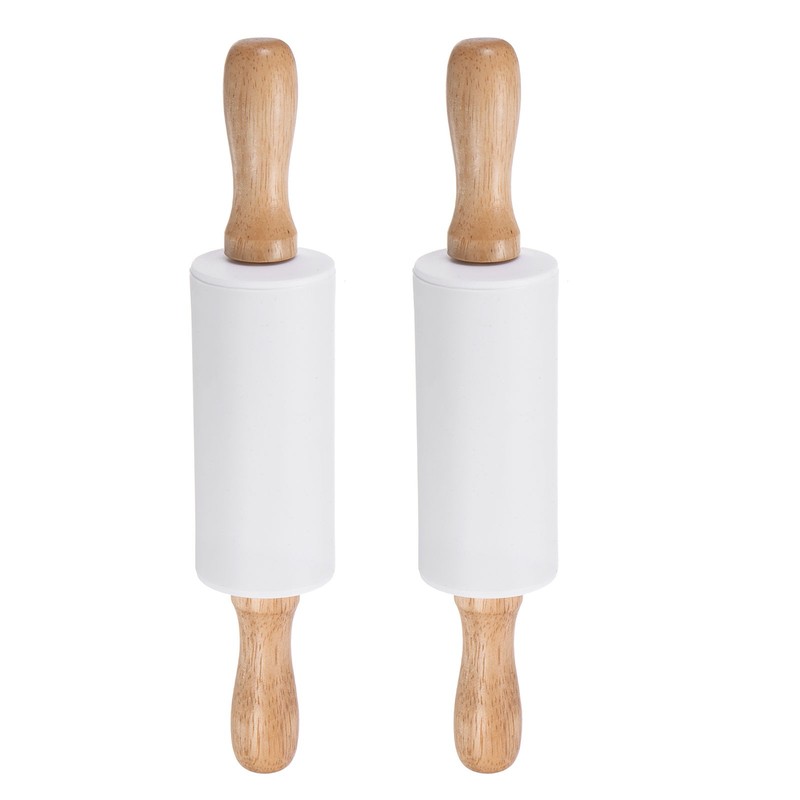2pcs Silicone Rolling Pins for Baking 23.5cm x 4.2cm, White