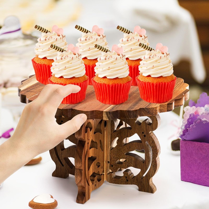Eorbow 12" Wood Cake Stand, Acacia Wooden Rustic Cupcake Holder, Wedding Tabl... gallery