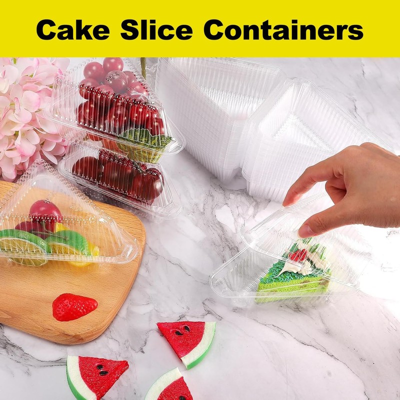 100 Pcs Cake Slice Containers with Lids, Transparent Plastic Container, Clear... gallery