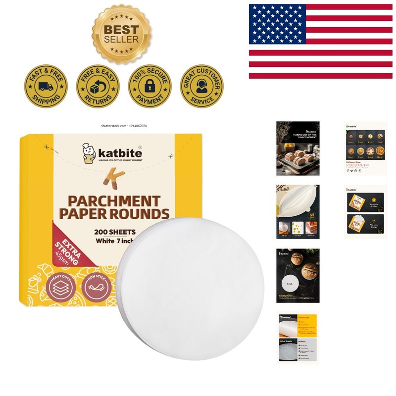 7 Inch Round Parchment Paper Liners – Heavy Duty & Beautifully Packaged, 200 Pcs