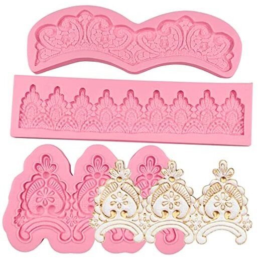 Baroque Embossed Cake Decorating Mold 3pcs, Lace Fondant Silicone Molds for