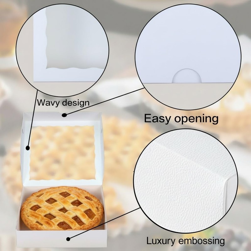12Pack 9X9X2.5 Inches White Bakery Boxes,Pie Boxes with Clear Window Treat Bo... gallery