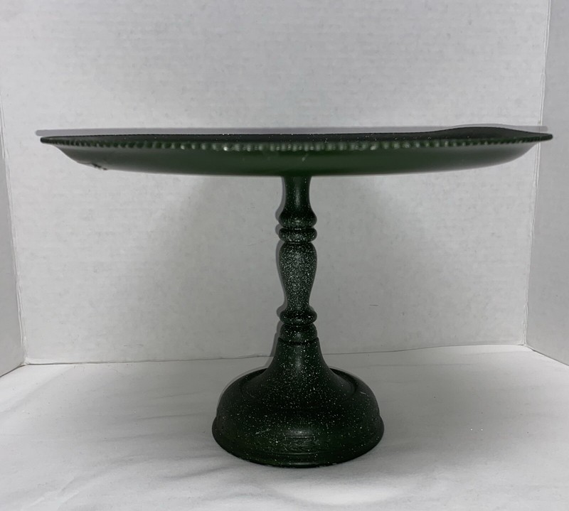 Vintage Floral Metal Pedestal Cake Plate Pie Display Stand Shabby Chic Country gallery