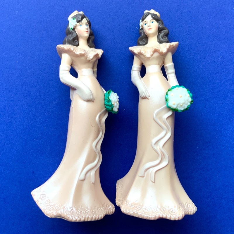 2 Vintage 1991 WILTON Bridesmaid Cake Decoration Wedding Party Favor 4.5” gallery
