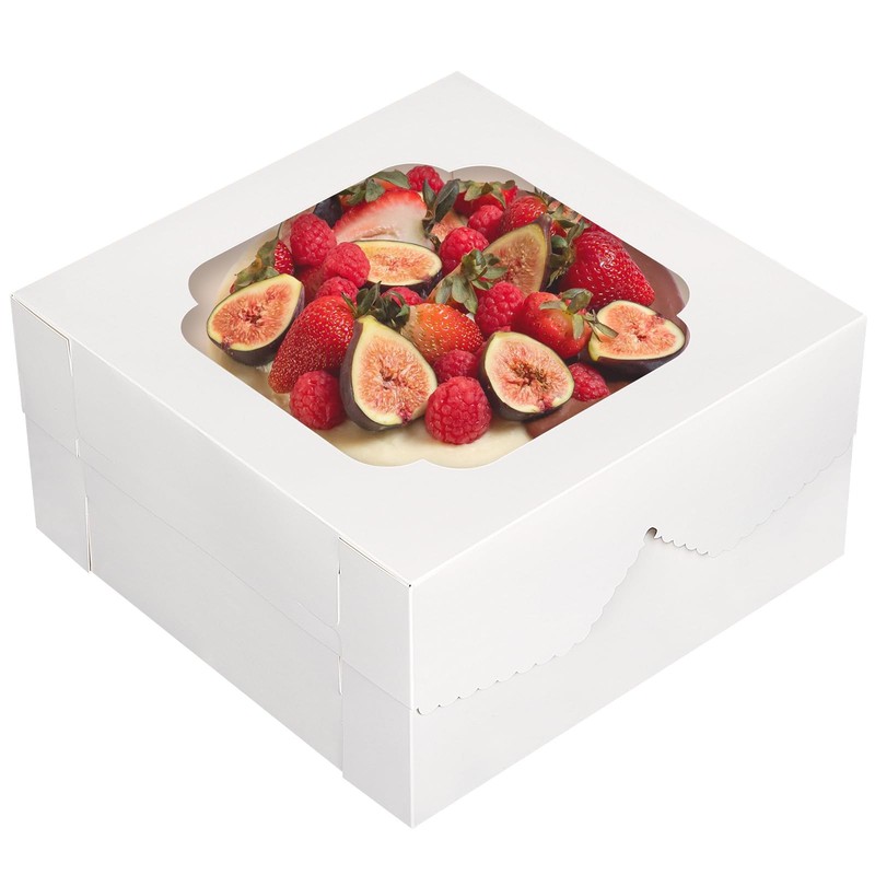 20pcs Cake Boxes, 12x12x6Inch White Bakery Boxes with Window, Disposable Cake…