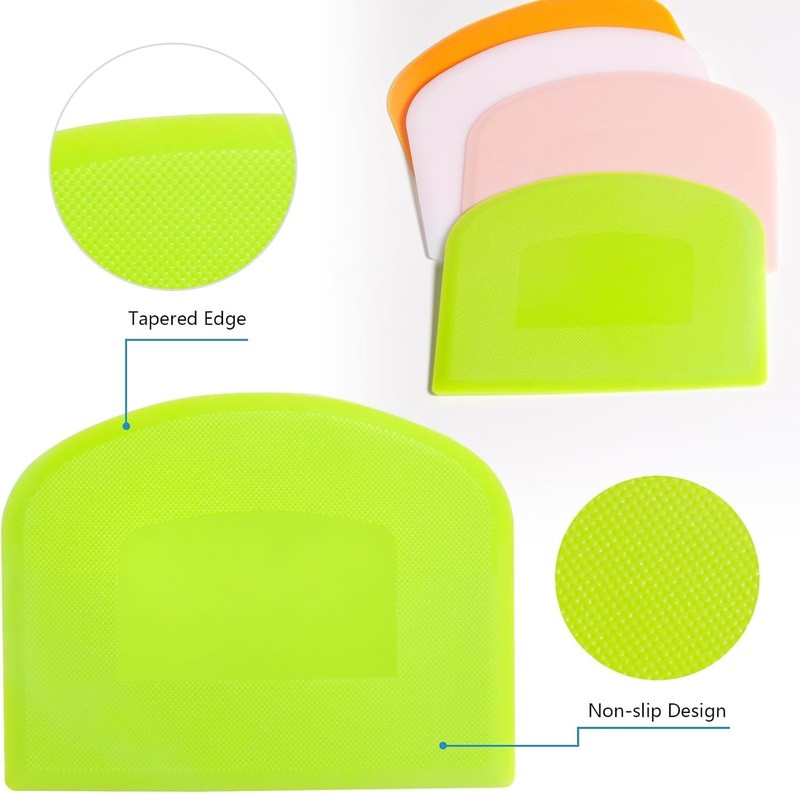 CEWIFO Dough Cutter Bench Scraper for Baking, 5 PCs BPA Free PE Plastic Flexi... gallery