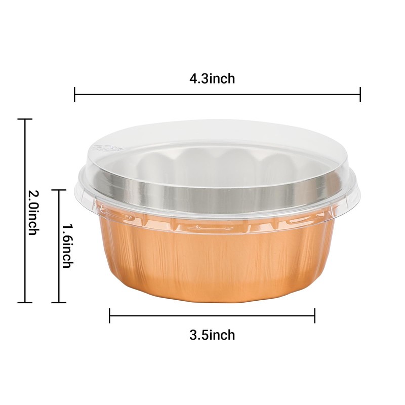 Disposable Ramekins 8oz, 50 Pack Rose Gold Aluminum Foil Cups with Lids, Disp... gallery