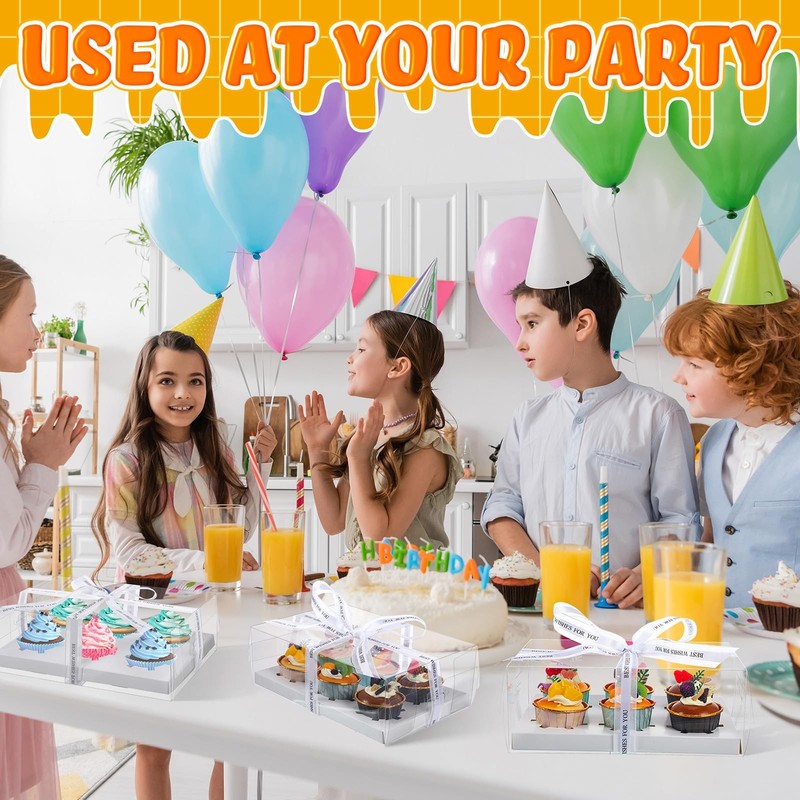 24 Pack Clear Cupcake Boxes 6 Count Plastic Clear Cupcake Containers with Gif... gallery