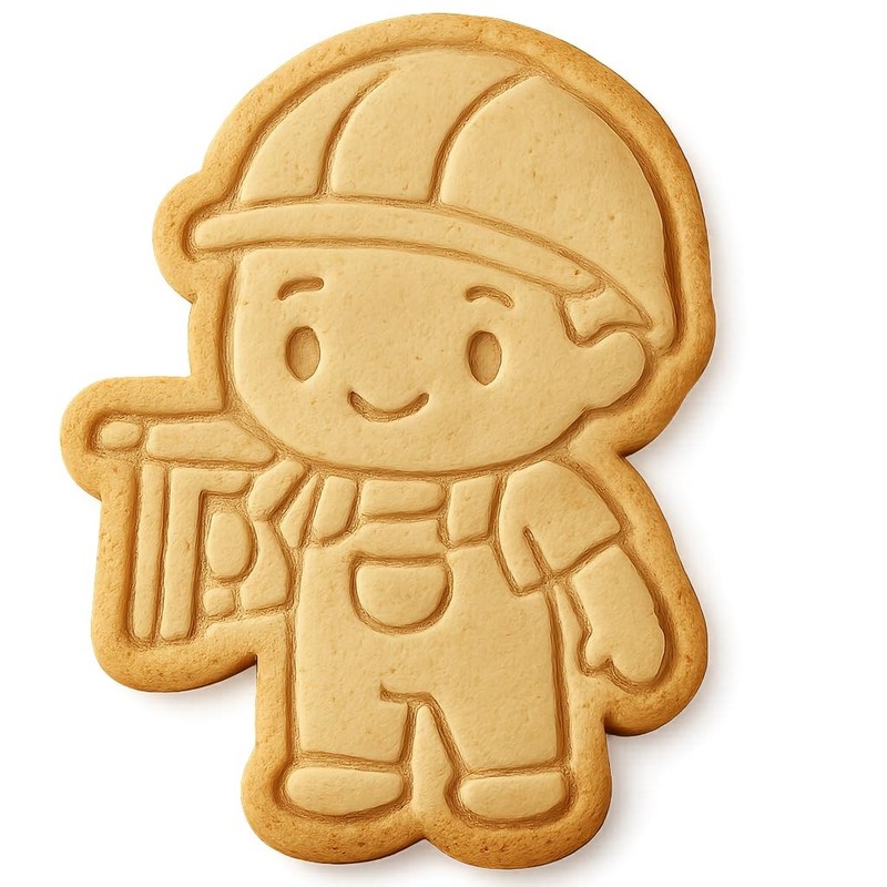 Chibi Carpenter with Nail Gun Cookie Cutter & Stamp, Fondant & Clay Cut – 3.1×4″