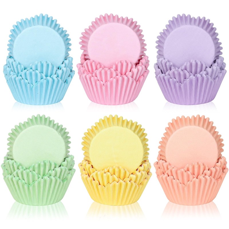 300Pcs Flower Cupcake Liners Pastel Floral Baking Cups Pink Purple Blue Green
