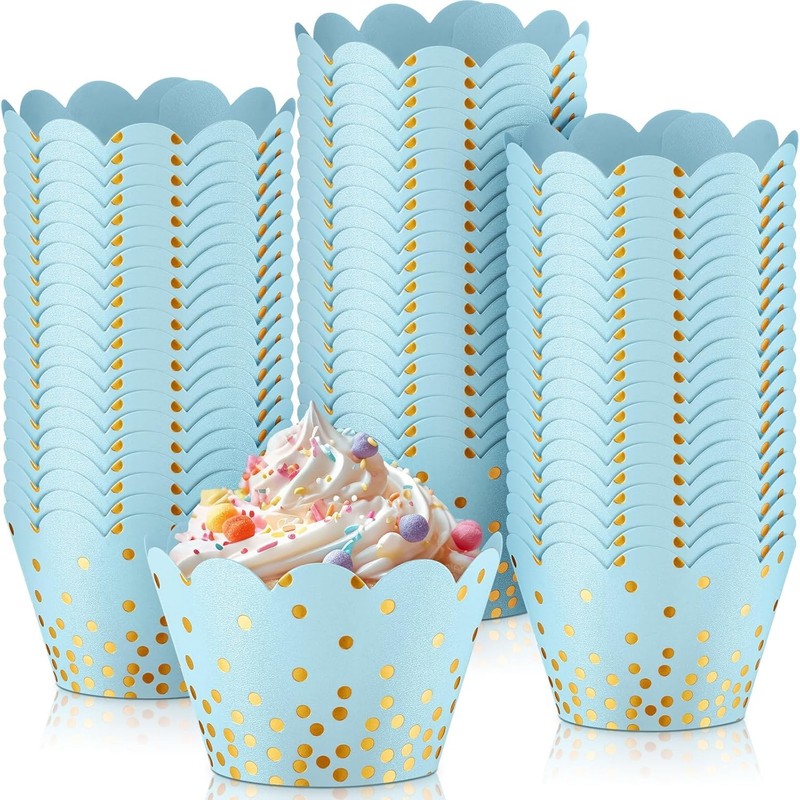 60 Pcs Gold Polka Dots Cupcake Wrappers Adjustable Graduation Cupcake Liners