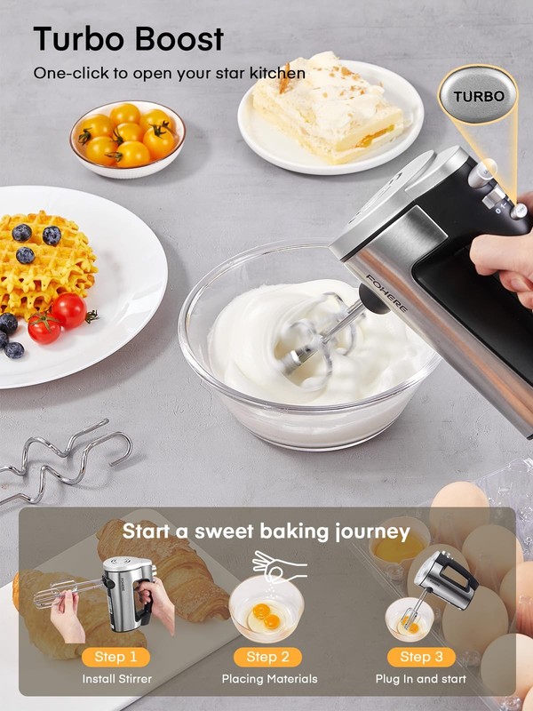 Hand Mixer Electric Handheld, 6 Speed & Turbo Electric Mixer, 300W Handheld M... gallery
