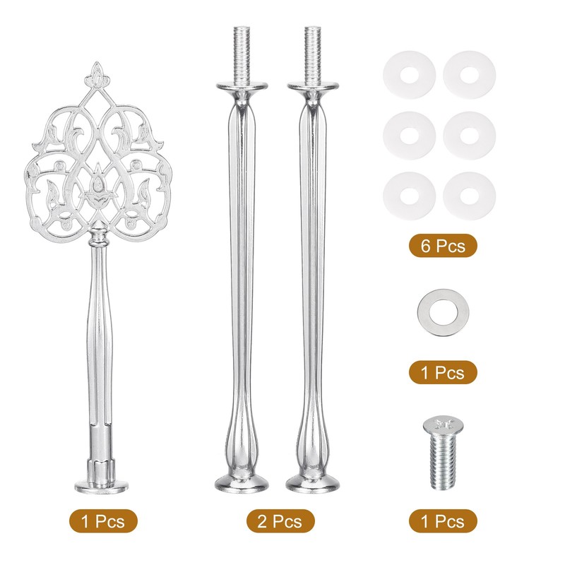 1 Set Cake Tray Stand Handle Plate Hardware Fitting, 3-Tiers New Crown Silver gallery