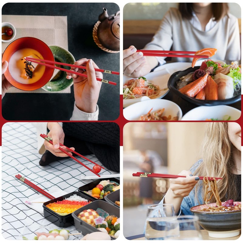 10 Pairs Red Fiberglass Chopsticks 24 CM Reusable Dishwasher Safe Chinese Cho... gallery