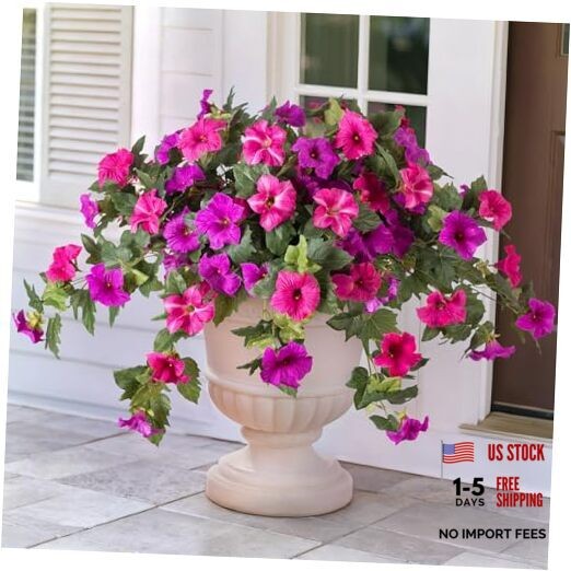 Artificial Fake Flowers for Outdoor Spring Decoration, 2PCS B-fuchsia Purple