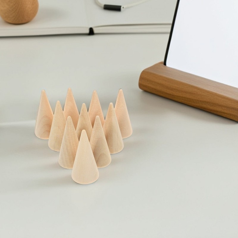 12 Pcs Cone Shaped Wood Craft Wooden for Painting Desk Decoration gallery