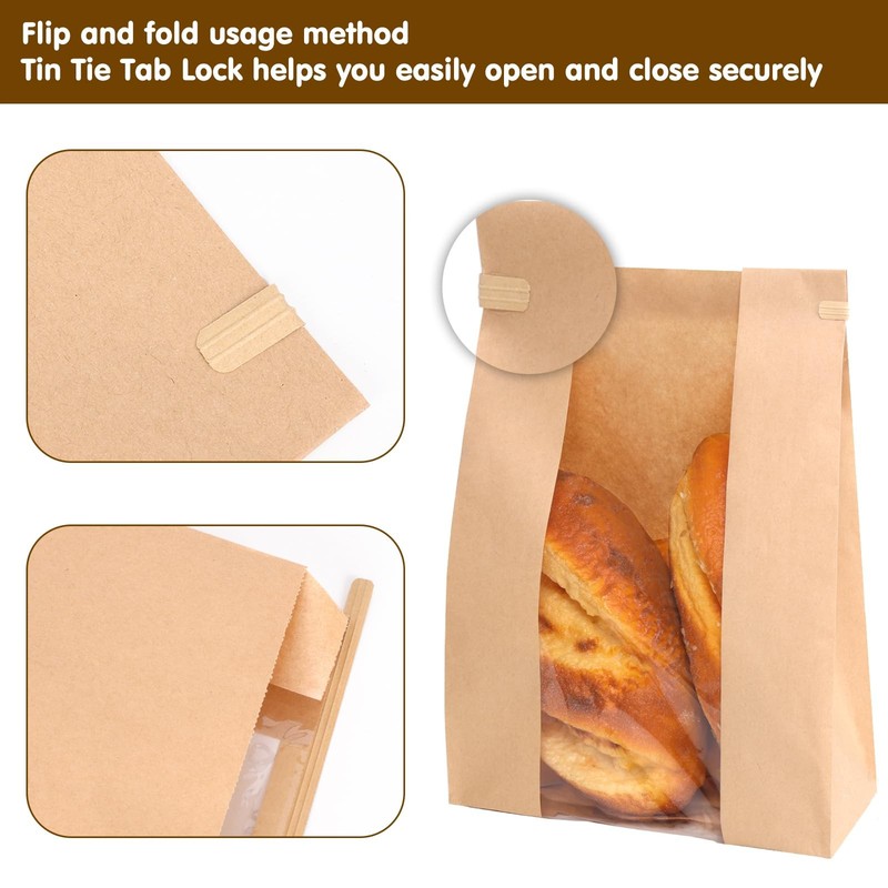 120 Pack Large Paper Bread Bags for Homemade Bread, 13.7x8.3x3.5 Inches, Sour... gallery