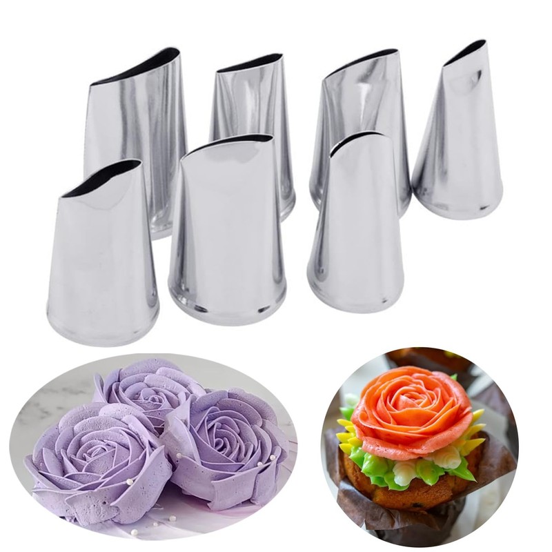 7Pieces/set Cake Decorating Tips Set Cream Icing Piping Fondant Rose Nozzle P…