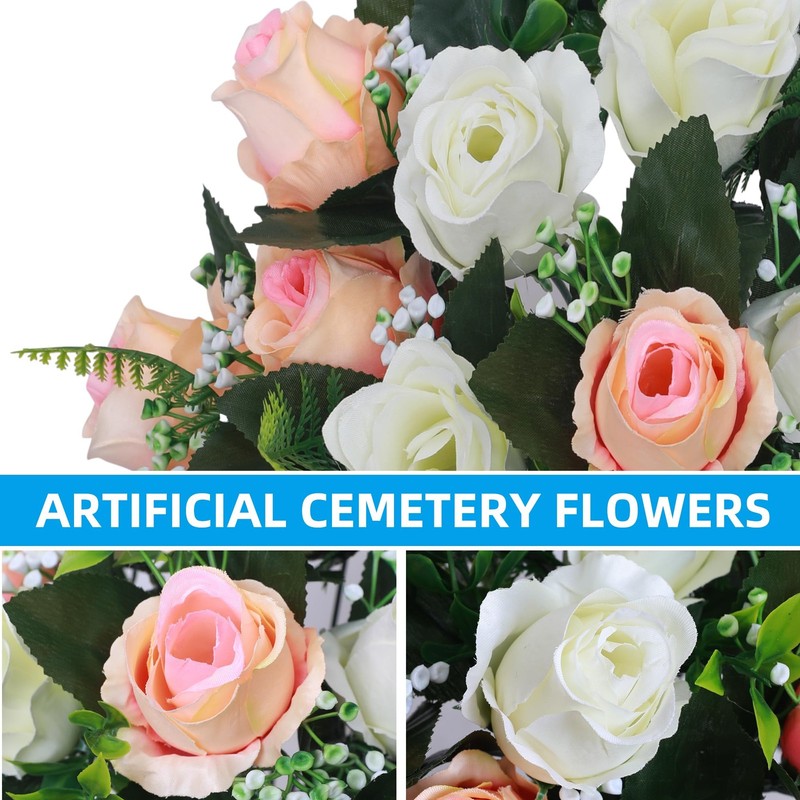 Hibsotco Set Of 2 Artificial Cemetery Flowers Vasegrave Memorial gallery