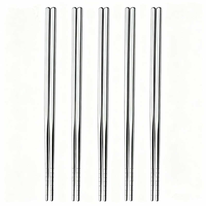 Reusable Metal Chopsticks, 5-Pair Gift Set: Premium 304 Stainless Steel, Ligh…