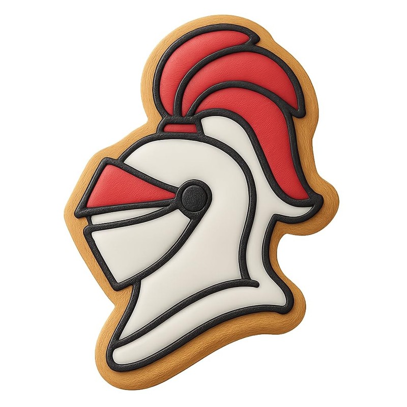 Feathered Crest Knight Helmet Cookie Cutter & Stamp, Fondant & Clay - 4x3.1 gallery