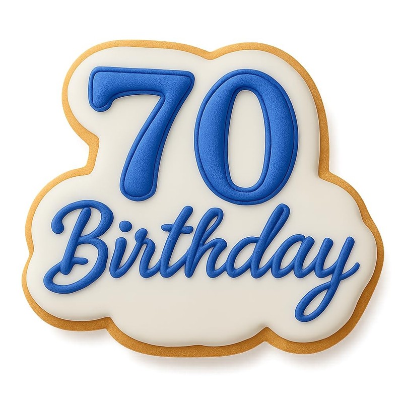 Elegant 70th Birthday Cookie Cutter & Stamp, Fondant & Clay - 4x3.5 gallery