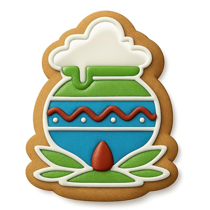 Decorative Pongal Pot Cookie Cutter & Stamp, Fondant & Clay - 4x3 gallery