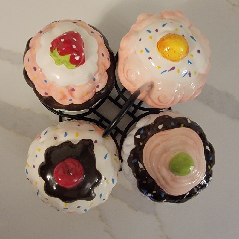 Cupcake Serving Set W/ Rack Jars/Lids Toppings Ice-cream Sundaes Birthday gallery