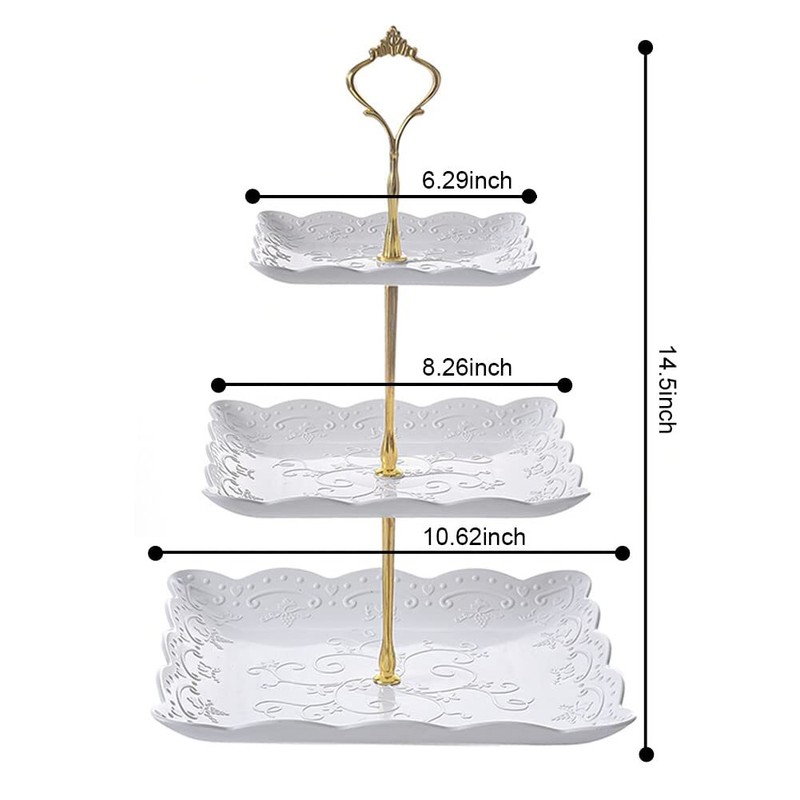 2Pack 3-Tier Square Cupcake Stand Dessert Tray for Tea Party Baby Shower Wedding gallery