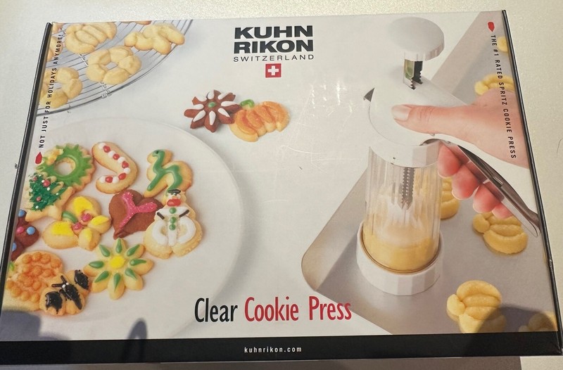 Kuhn Rikon Switzerland Clear Cookie Press Decorating Set Holiday Cookies 14 disc