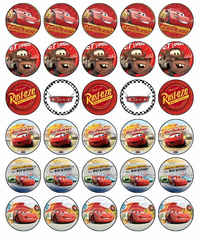 Cars Lightning McQueen Edible Cupcake Toppers Wafer Cake Decorations (4 Designs) gallery