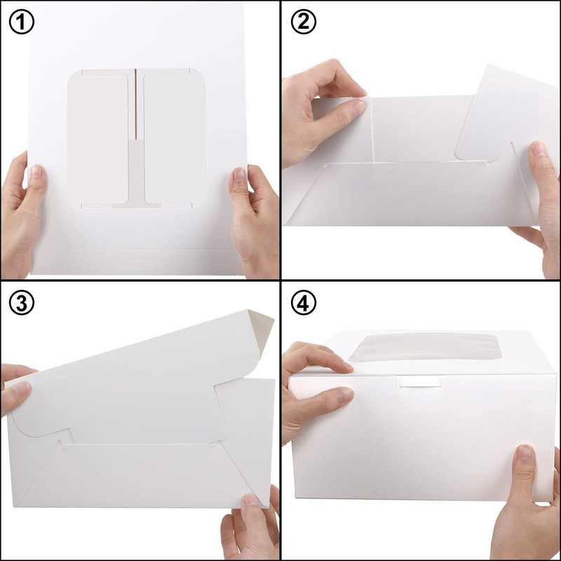 25 PCS 8x8x5 Inch White Square Bakery Cake Boxes Window Pastries Chocolates gallery
