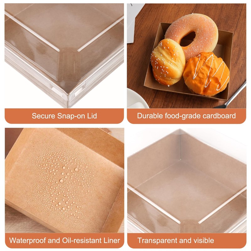 100 Pack Charcuterie Boxes with Clear Lids,5.5"×4.9"×2.4" Disposable Square F... gallery