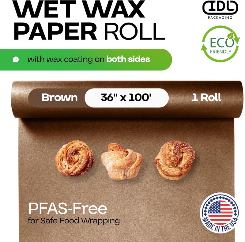 Brown Wet Wax Paper Roll 36" x 100' - -Made Moisture-Repellent Cooking gallery