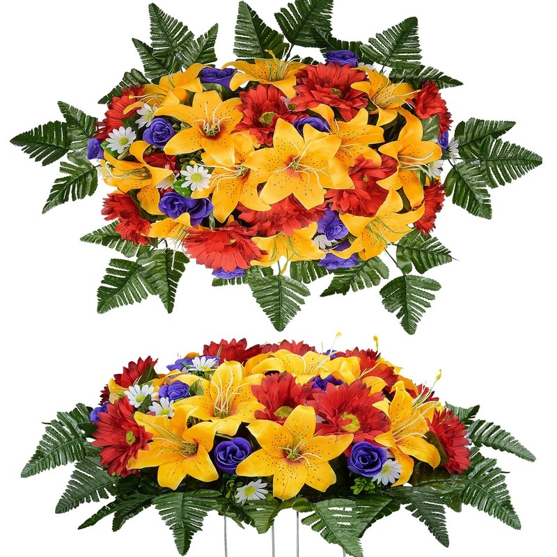 Xonor Artificial Cemetery Flower Saddles For Graves Cemetery Memorial Flowers