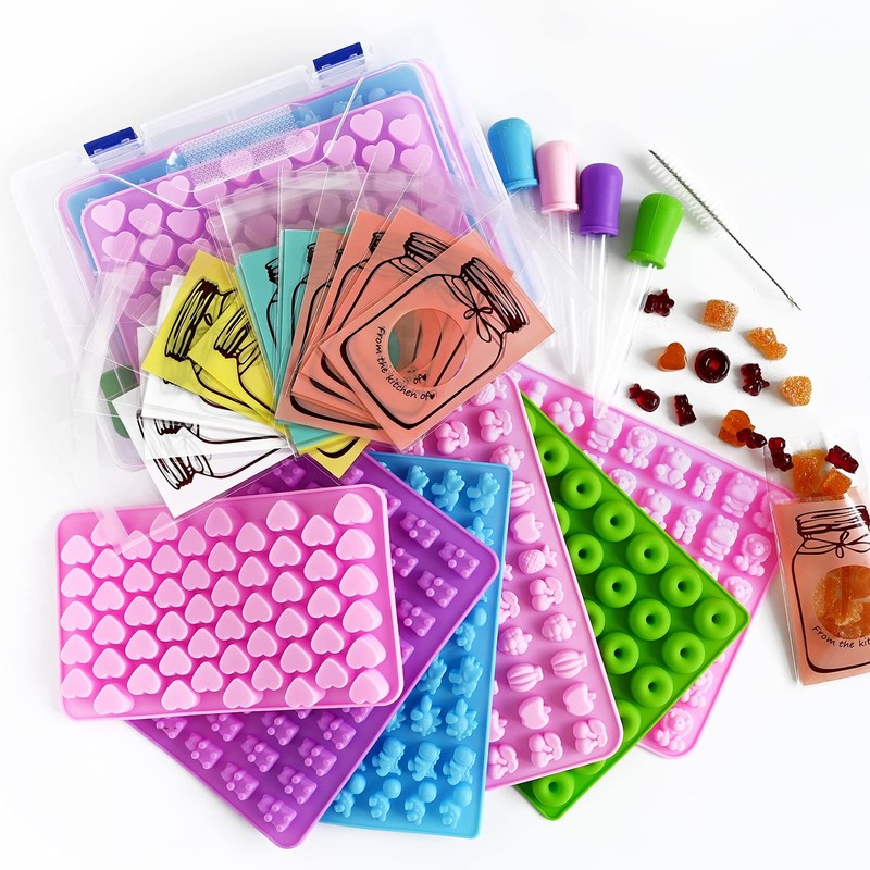 Gummy Bear Molds Silicone 32PCS, Non-stick Chocolate Candy Mold 18 Shapes for…