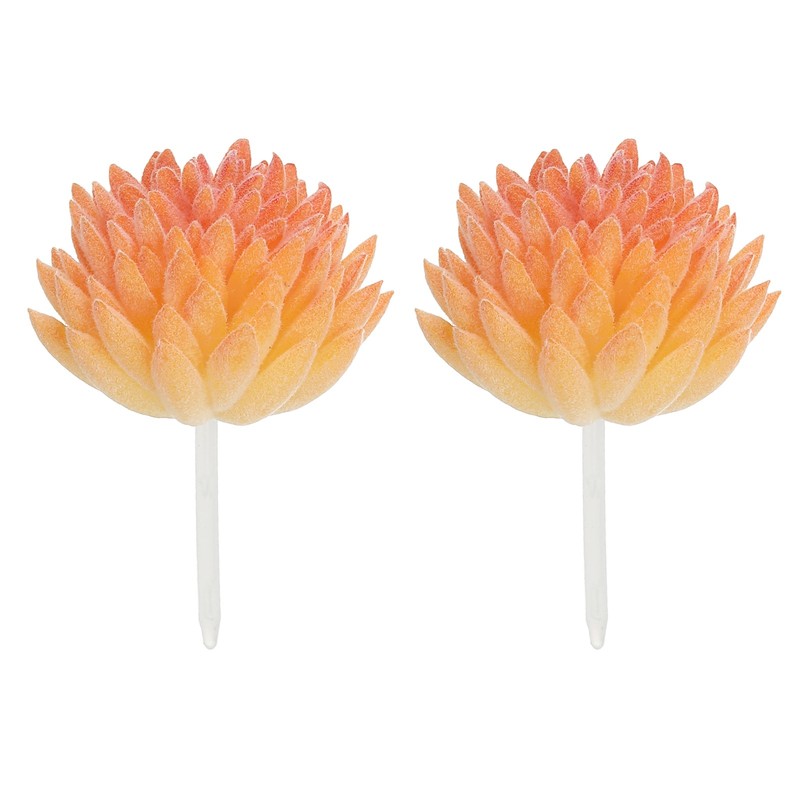 2 Pcs Artificial Succulent Plants, Fake Artificial Flocking Lotus, Orange